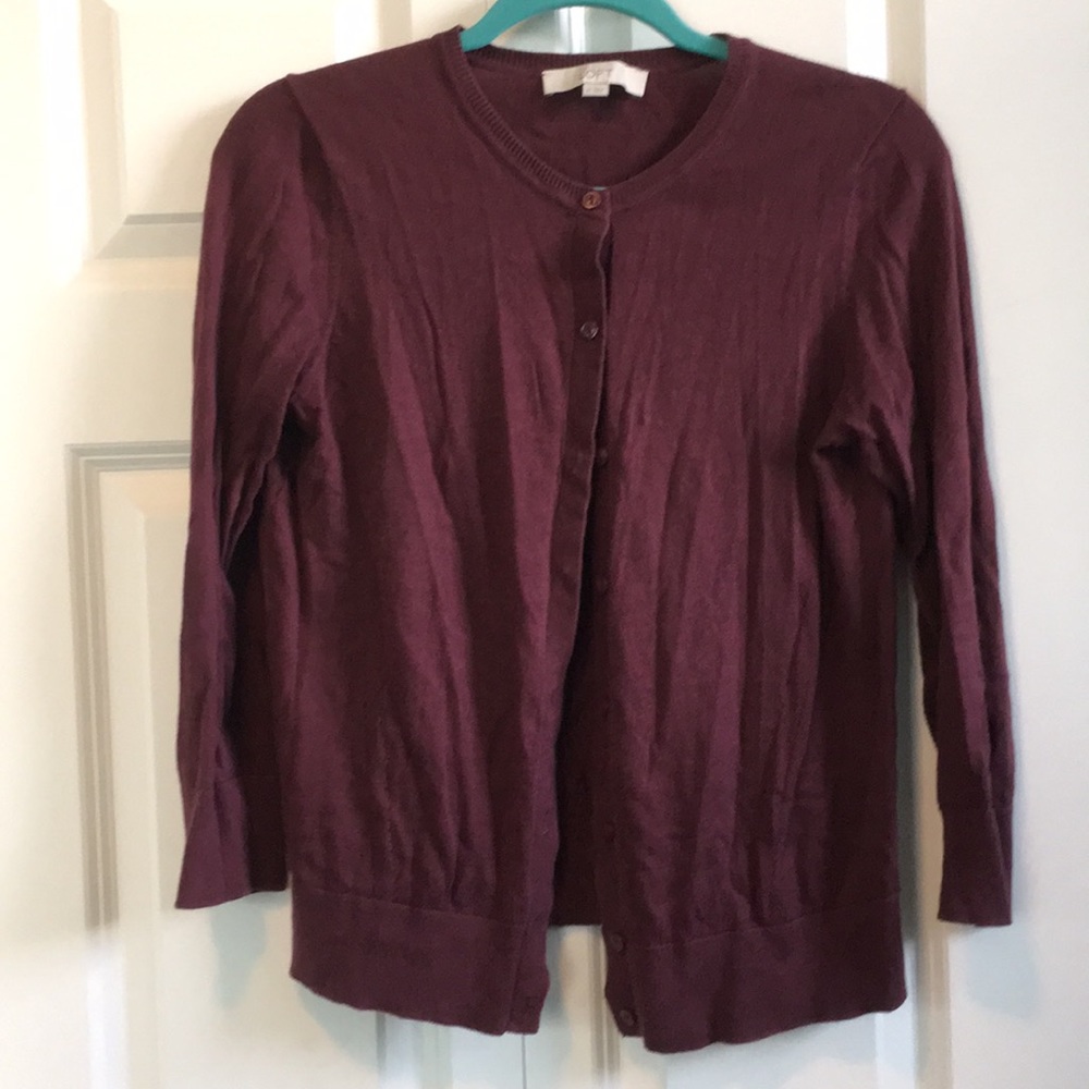 Burgundy LOFT cardigan